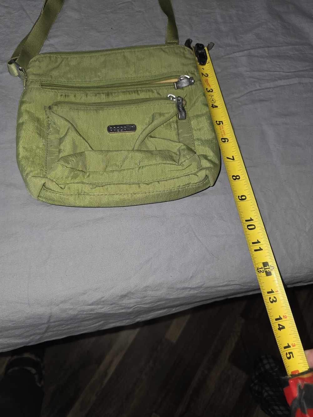 Baggallini Lime Green Crossbody Organizer with Yellow Interior - Picture 3 of 4
